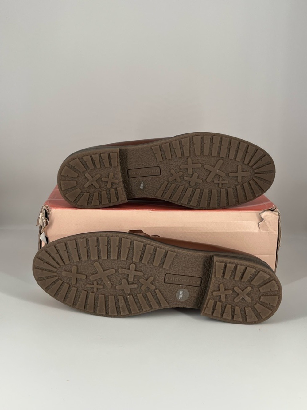 Easy Spirit JEANE Cognac/Brown Leather Slip-On Loafers w/ Gold Accent sz 10 NIB - Picture 9 of 12